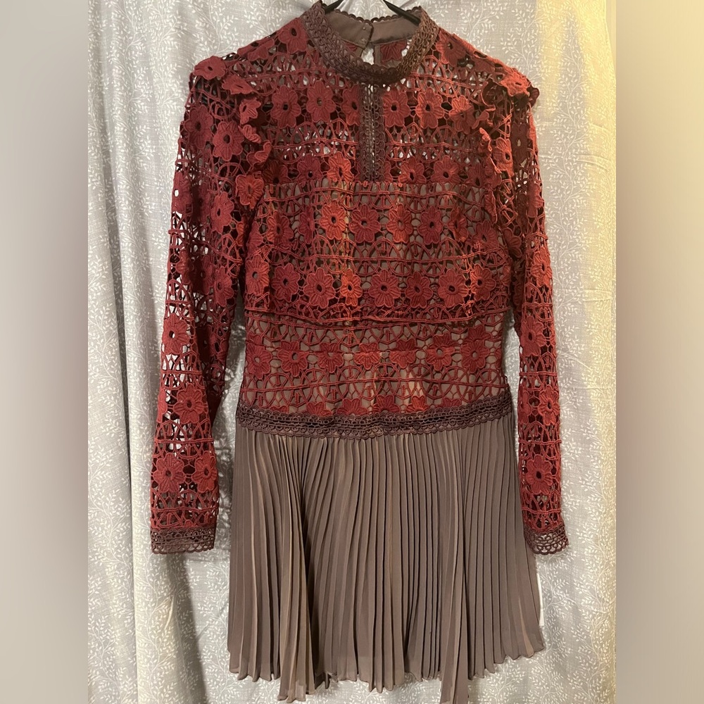 ASOS women’s 6 long sleeved lace dresss with fringed bottom